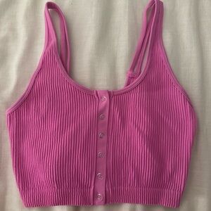 Aerie Pink Button Up Top